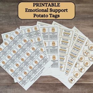 Etichette di patate con supporto emotivo STAMPABILE, Display per patate all'uncinetto, Segni di patate lavorate a maglia, Etichette regalo di patate, Etichette di patate, PDF digitale