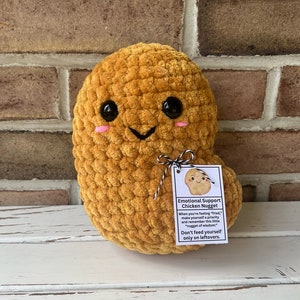 Emotional Support Chicken Nugget, Crocheted Nugget Plush, Gift for Nugget Lover, Chicken Nuggie Stuffed Toy, Amigurumi Nugget Plushie