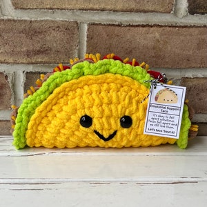 Emotional Support Taco, Crocheted Taco Plush, Gift for Taco Lover, Taco Stuffed Toy, Amigurumi Taco Plushie, Stuffed Taco, Gift for Foodie