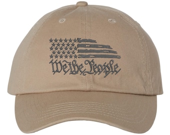 We The People Embroidered Khaki Unstructured Dad Hat