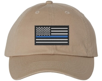 Blue Line American Flag Embroidered Hat