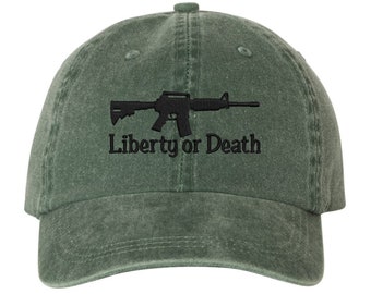 Liberty or Death M4 Embroidered Green Washed Hat