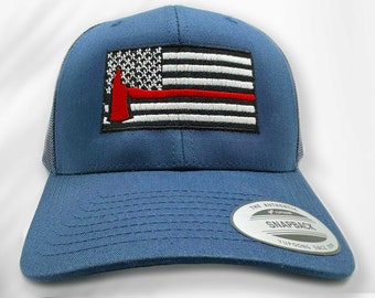 Thin Red Line Hat Firefighter Axe Embroidered Hat
