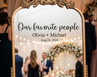 Gepersonaliseerde sticker bruiloft tafelkaart, vinylbord 'Our Favorite People'