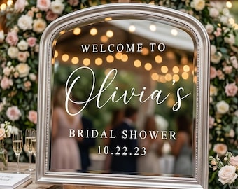 Custom Bridal Shower Welcome Sign Decal, Engagement Party Mirror Vinyl Sticker, Personalized Reception Decor