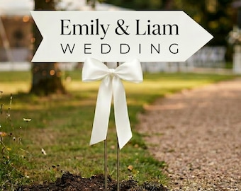 Wedding Direction Sign, Ceremony Reception Parking Arrow, Guest Guidance Decor
