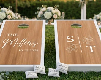 Custom Wedding Cornhole Decal Set, Personalized Vinyl Wrap Sticker Boards