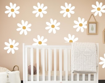 Large Daisy Flower Wall Decal - Flower Wall Stickers - Boho Decor - Nursery Kids Room Wall Decor Peel And Stick - Reusable Wall Decor