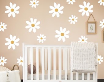 Daisy Flower Wall Decal - 24 Sheets - Large Flower Wall Stickers - Boho Decor - Nursery Kids Room Wall Decor Peel And Stick, Daisy Wallpaper