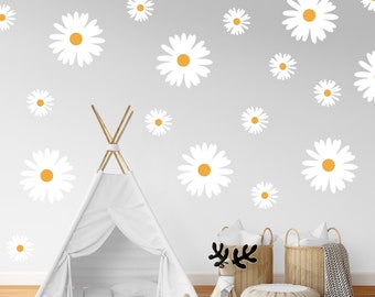 Boho Daisy Flower Wall Decals, Kids Room Decor