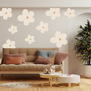 Muurstickers grote madeliefjes – verplaatsbare bloemstickers, boho kinderkamerdecoratie