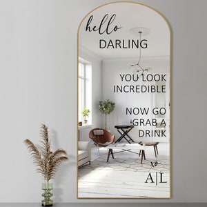 Custom Selfie Mirror Decal for Wedding - Hello Darling / Friends You Look Incredible wedding Mirror Decal - Entry Sign Decal Wedding Welcome