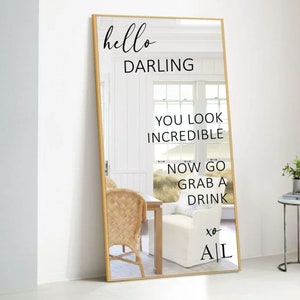 Hello Darling / Friends You Look Incredible Wedding Mirror Decal - Custom Selfie Mirror Decal for Wedding Entry Sign Decal Wedding Welcome