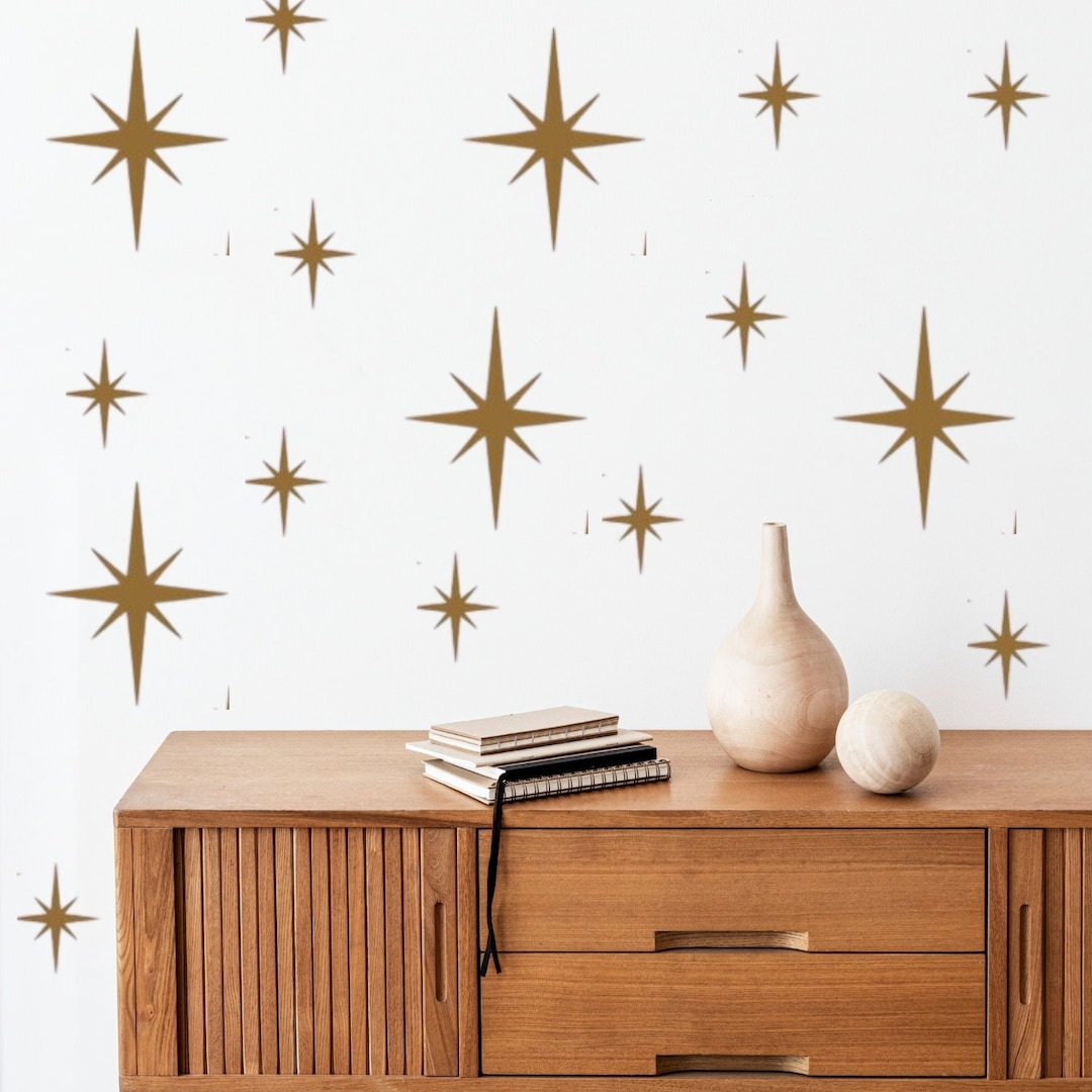 Starburst Wall Decals Star Retro Wall Decal Set of 35 Stars Home Decor
