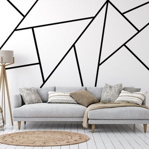 Striped Wall Decals Line Geometric Line Wall Sticker - Modern Wall Stickers Removable Peel and Stick Wall Decals for Office Living Room