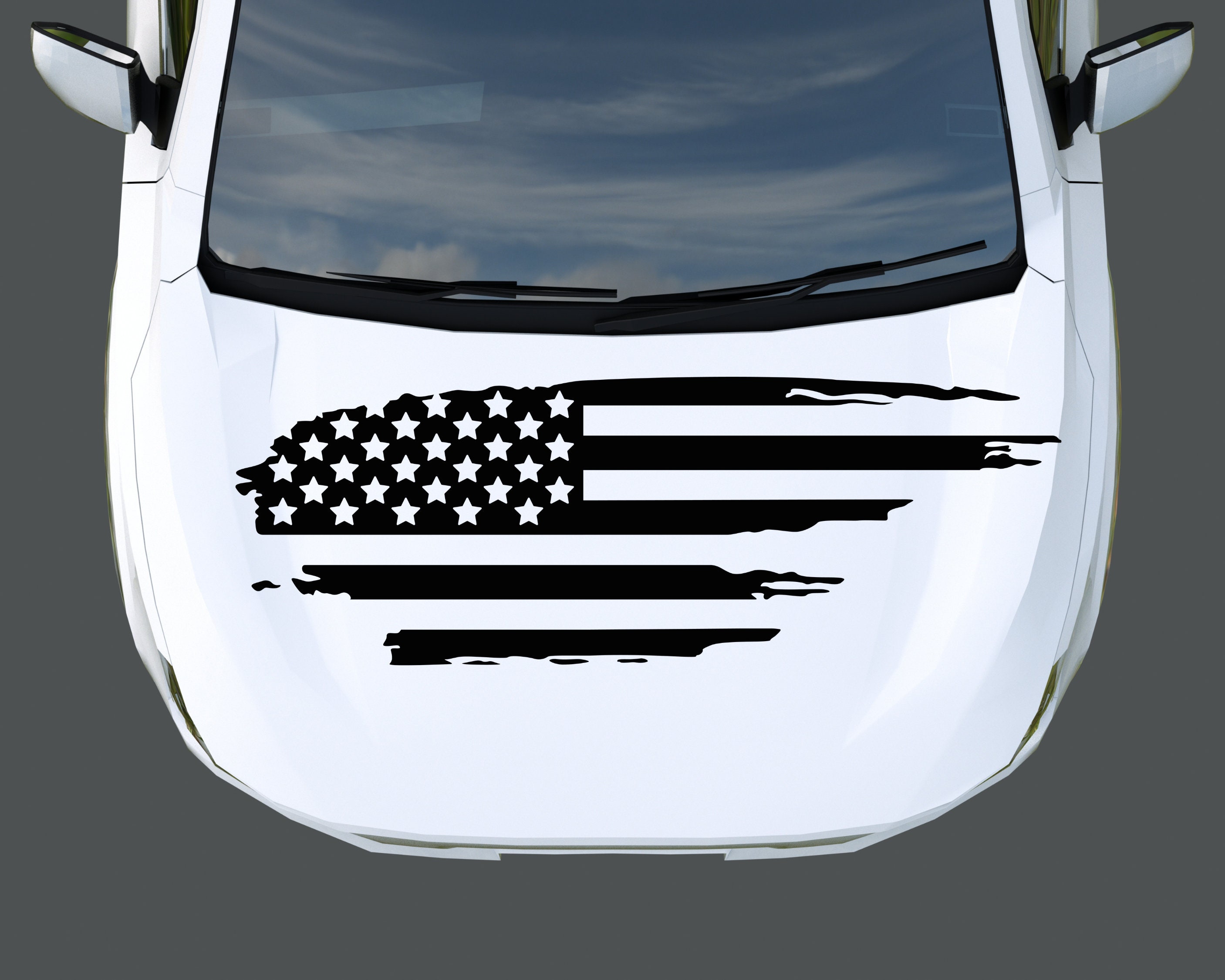 Large 43"x29" Distressed American Flag Vinyl Decal For Truck Bed, Tailgate, Or Side