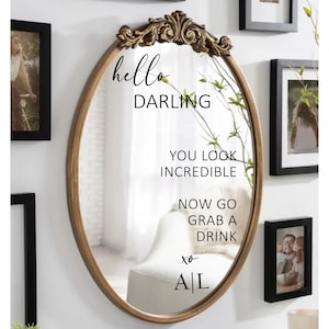 Personalized Selfie Mirror Decal for Wedding - Hello Darling, Friends You Look Incredible wedding Mirror Decal - Sign Decal Wedding Welcome