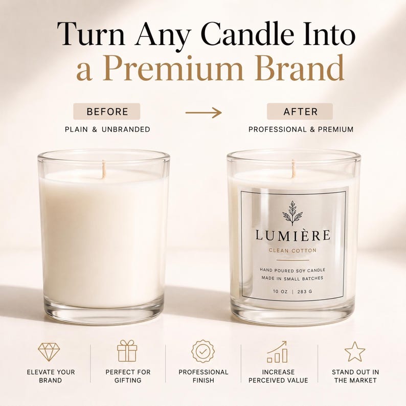 Custom Waterproof Candle Labels, Personalized Business Logo Stickers ...