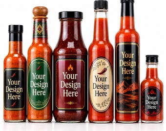 Custom Hot Sauce Labels | Waterproof Vinyl Bottle Stickers for BBQ, Salsa, Condiments