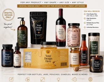 Custom Product Label Design, Personalized Label Template, Professional Packaging Branding Design, Print Ready Files, Pdf Png Psd
