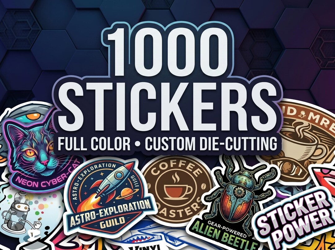 1000 Custom Vinyl Stickers, Personalized Logo Stickers, Waterproof ...