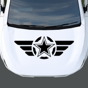 Military Star Hood Decal For Truck or Car, Patriotic Military Star Hood Vinyl Sticker for Vehicle, Jeep Wrangler Jk, Jl, Gladiator, YJ 0031