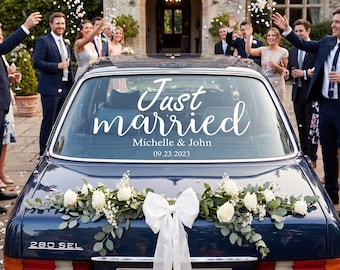 Just Married Car Decal, Wedding Car Sticker, Removable Wedding Decal, Getaway Car Decoration, Newlywed Vinyl Sticker, Wedding Decor