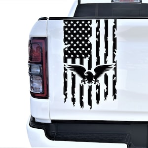 American Eagle American USA US Flag Truck Tailgate Vinyl Decal Compatible with Most Pickup Trucks - Rear Graphic Car Sticker (10&quot; x 18&quot;)