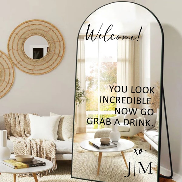 You Look Incredible Custom Wedding Decal - Customizable Wedding Design Names Mirror Window Sign Decal, Custom Welcome Wedding Selfie Sticker