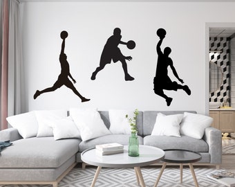 Basketball Player Wall Decal - Jumpman Decal - Basketball Vinyl Sticker Decal Kids Wall Decor - Boys Room Vinyl Large Home Office Decal