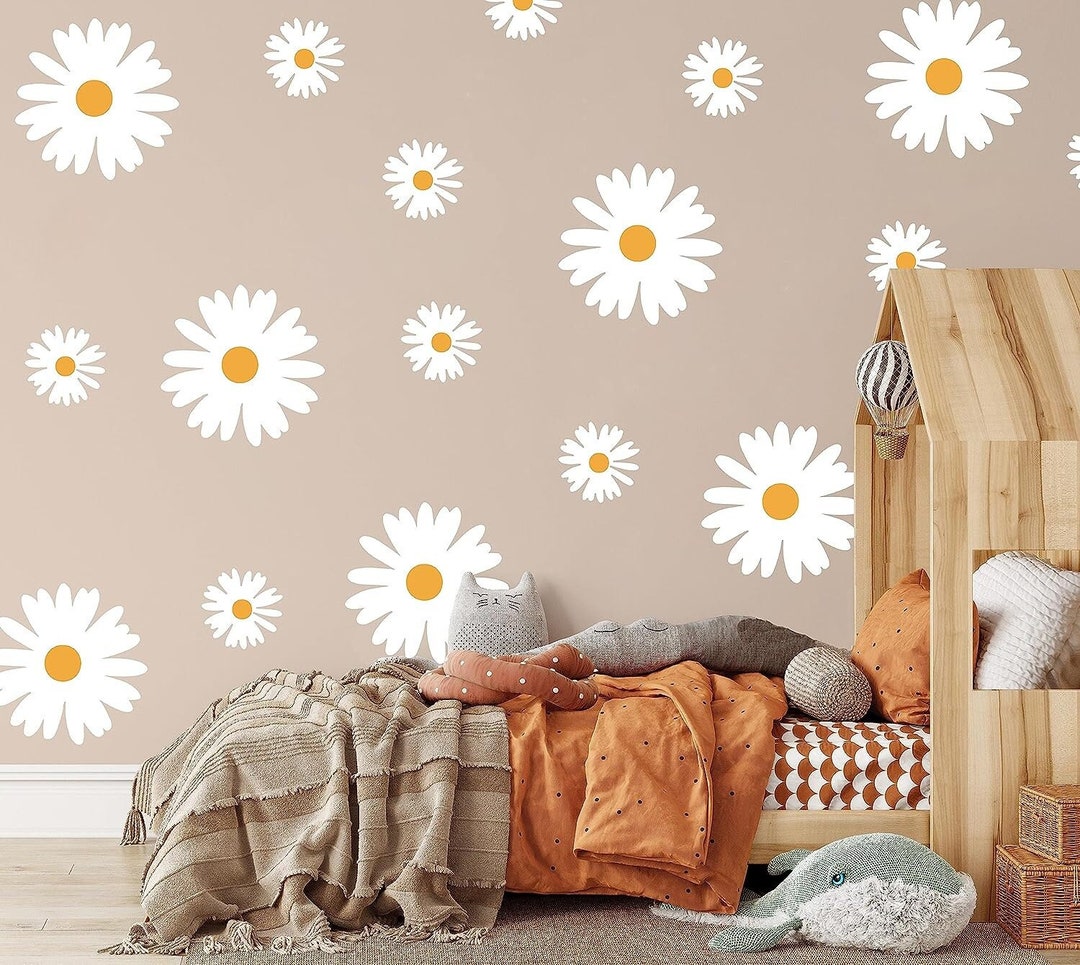Daisy Flower Wall Decal Large Daisy Wall Stickers 30 Sheets Etsy