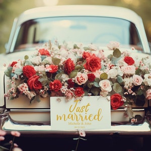 Just Married Car Decal, Wedding Car Decal Sticker, Wedding Decal For Car, Car Decorations For Wedding, Removable Car Sticker