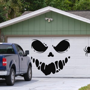 Halloween Garage Decal, Scary Face Halloween Garage Decor, Window, Door, Wall Halloween Sticker, Boo Spider Outside Decoration Spooky Decals