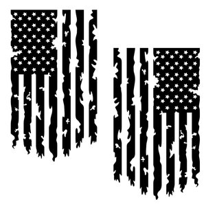 2-PACK  Distressed American USA US Flag Truck Tailgate Vinyl Decal Compatible with Most Pickup Trucks - Rear Graphic Car Sticker (10&quot; x 18&quot;)