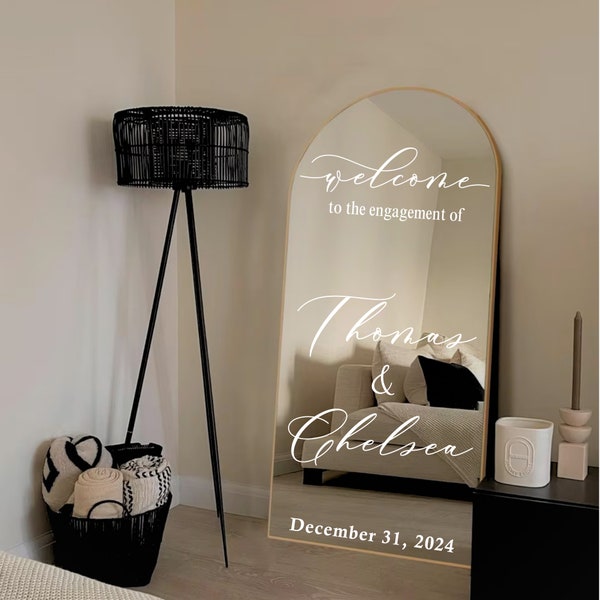 Welcome to the engagement Mirror Decal - Soon to Be Mr & Mrs Custom Mirror Lettering Decal Sticker - Custom Marriage Wedding Decoration