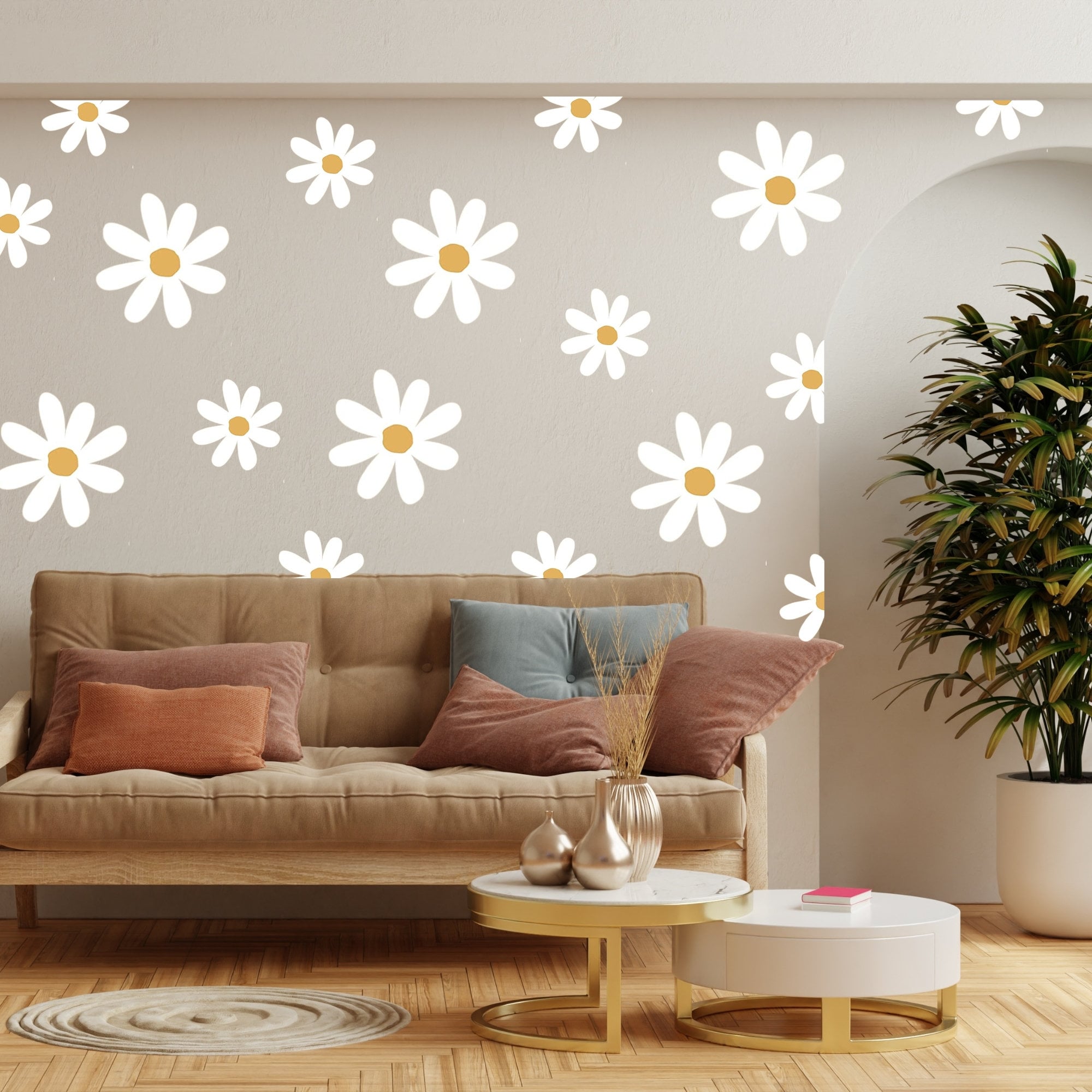 12 Sheets Daisy Wall Decals White Flower Wall Stickers Big Daisy Wall Stick : Classic Style Daisy Wall Decal - 12 Sheets of Big
