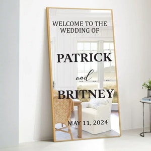 Welcome to Wedding Mirror Decal - Soon to Be Mr & Mrs Personalized Wall Decal Sticker - Just Married - Custom Wedding Sign Sticker Decals