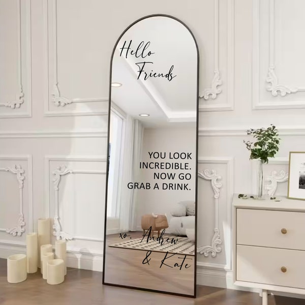 Selfie Mirror Decal for Wedding Entry Sign Hello Darling Grab A Drink Mirror Selfie Station Decal for Wedding Custom Welcome Mirror Sticker