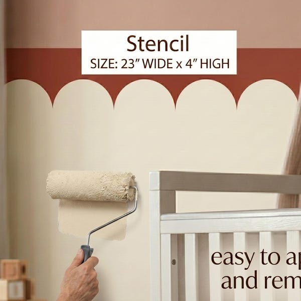 Scallop Edge Wall Stencil – Removable Vinyl Decal, Nursery Decor