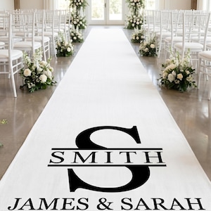 Alfombra personalizada para el pasillo nupcial, iniciales personalizadas, nombres y fecha, alfombra de entrada para la ceremonia en vinilo blanco, decoración para el pasillo nupcial.