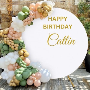 Happy Birthday Decal - Happy Birthday Party Backdrop - First Birthday for Balloon Arch - Personalized Name and Age Sticker - Chiara Wall