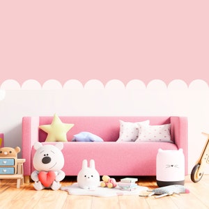 Wave edge stencil / removable wall stencil / wave paint stencil / bedroom, nursery /boys girls decor/ fake wallpaper / scallop edge stencil