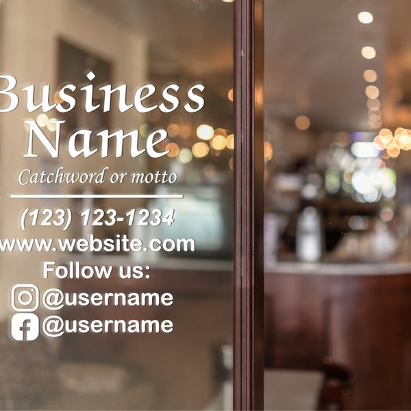 Business Window Decal  Custom Sign Decal Sticker - Permanent Business Logo Your Company door decal - business office window decal