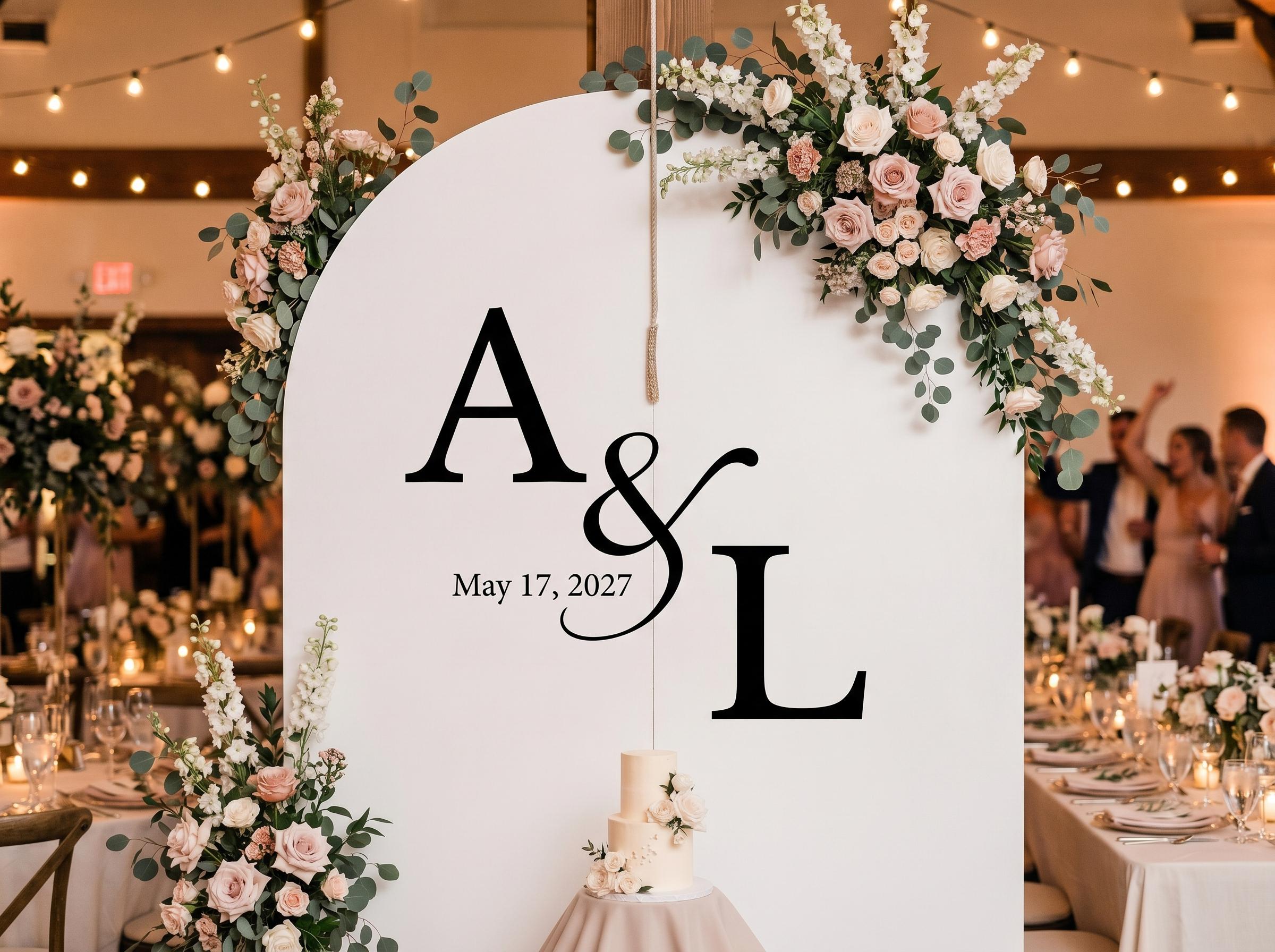 Custom Wedding Backdrop Decal, Personalized Names Vinyl Sticker ...