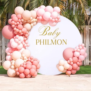 Decoraciones personalizadas de baby shower, calcomanía de revelación de género para arco de globos, decoraciones de fiesta de revelación de género, ideas personalizadas de telón de fondo de baby shower