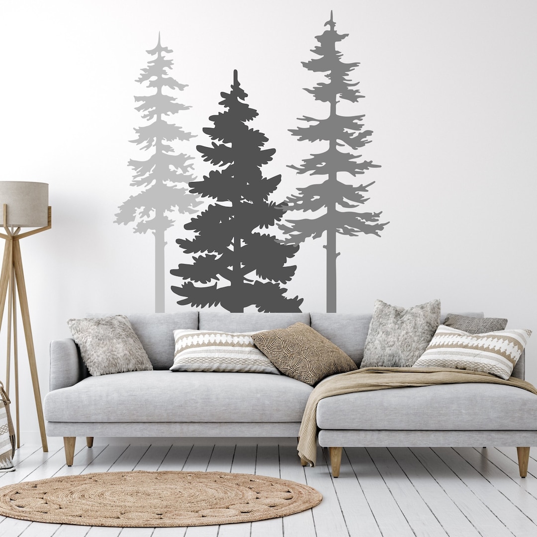 Pine Tree Forest Wall Decals, Woodland Mural Sticker - Etsy