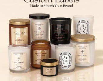 Custom Waterproof Candle Labels, Personalized Business Logo Stickers