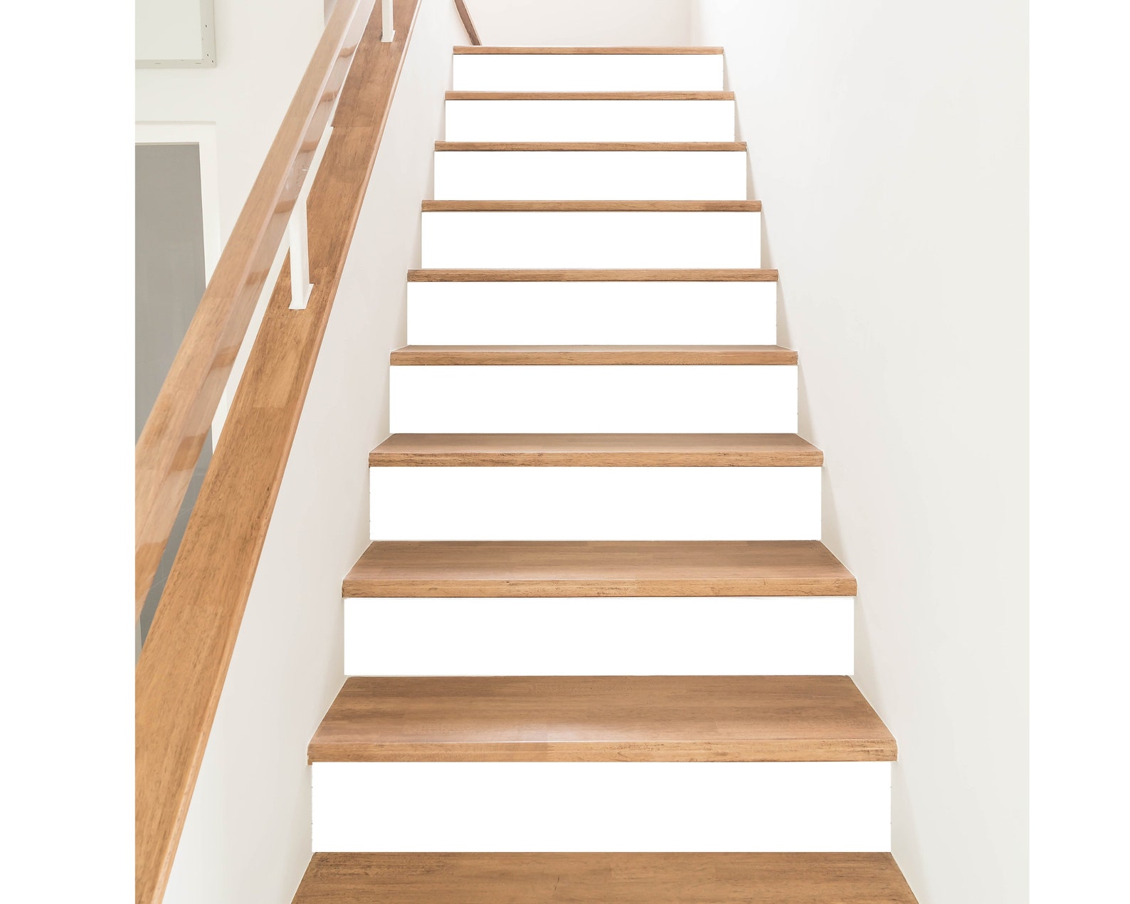 FLFK White Stair Riser Decals – 39.3" X 7" Peel & Stick Vinyl Stickers, 13-Piece Set, 3D Effect, Anti-Slip & Waterproof