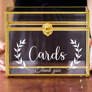 Decalque para caixa de cartão de casamento - Adesivo para cartões de casamento - Decalque para cartões com folhas de guirlanda - SOMENTE DECALQUE - Decalque de vinil removível para caixa de cartão