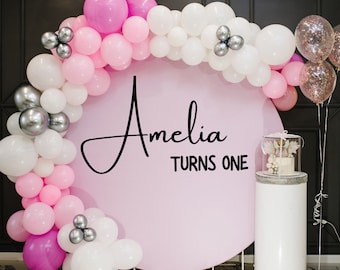 Custom Happy Birthday Vinyl Decal: Arch Backdrop, Name & Age